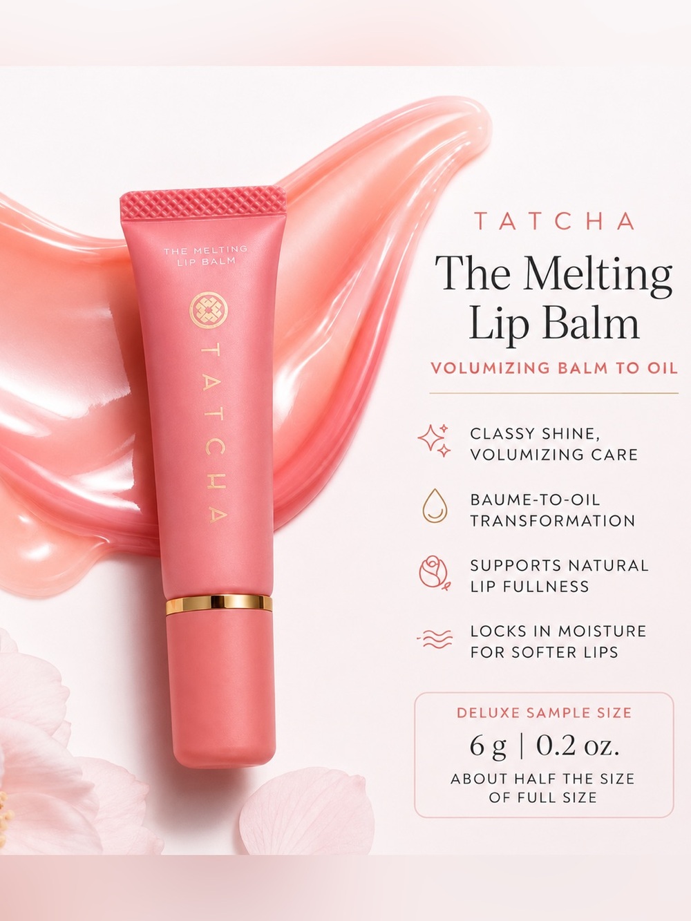Tatcha The Melting Lip Balm Pinku 6g Deluxe Sample Hydrating Volumizing
